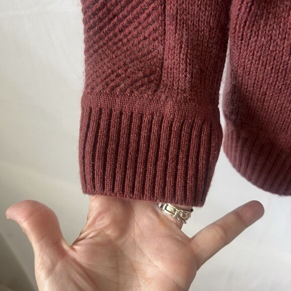 Athleta Wool Cashmere Sweater Size L Burgundy Red Pullover Crewneck Relaxed Fit - Picture 6 of 8